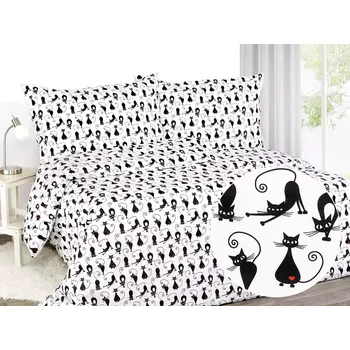 Povlečení Dětské bavlněné povlečení - černé kočky 140x200+70x90