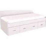 Jednolůžko NEMO Dekor: Modřín latte, Úchytky: zapuštěné úchytky, Zvýšené čelo: zvýšené 1 čelo (zadní)