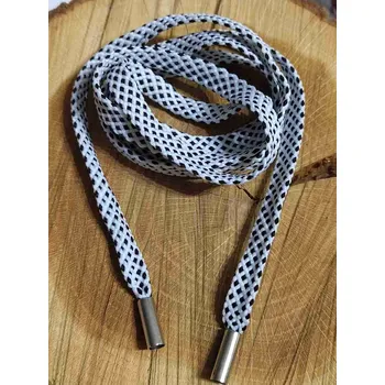 Oděvní šňůra s koncovkami do kapucí, délka 135 cm bílo černá