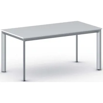 Psací stůl Jednací kancelářský stůl PRIMO INVITATION, 160x80 cm, šedostříbrná podnož, bílá
