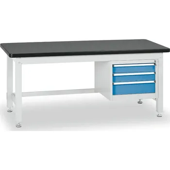Dílenský stůl Profesionální dílenský stůl BL, 3 zásuvky, deska MDF + PVC, 1500x750 mm