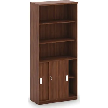 Kancelářská sestava Corping Kombinovaná kancelářská skříň MIRELLI, 800 x 400 x 1800 mm, ořech