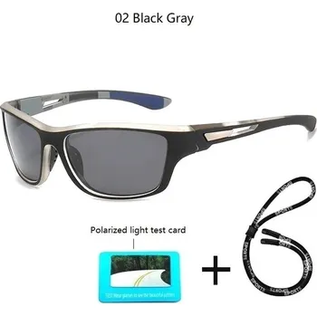 Sportovní polarizační sluneční brýle s řetízkem UV400 - 02 Černá šedá