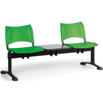 Corping Plastová lavice do čekáren VISIO, 2-sedák, se stolkem, zelená, černé nohy