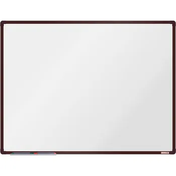 Kancelářský nábytek boardOK Bílá magnetická popisovací tabule boardOK, 1200 x 900 mm, hnědý rám