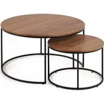 Hnědé kulaté konferenční stolky v sadě 2 ks s deskou v dekoru ořechového dřeva ø 80 cm Yona - Kave Home ID_1468966