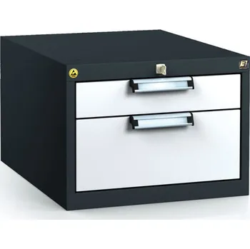 Dílenský stůl Alfa 3 Antistatický závěsný ESD box pro pracovní stoly 351 x 480 x 600 mm, 2 zásuvky