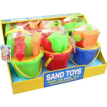 Hračka na písek Pískový set kbelík barevný se 2 nástroji a formičkami sada na písek 3 barvy