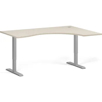 Psací stůl B2B Partner Ergonomický výškově nastavitelný stůl. 160x120 cm, 2 motory, L/P, šedá podnož, bříza