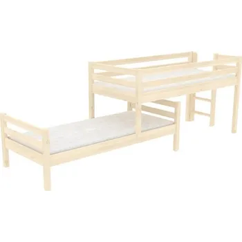 Postel Domestav - DOMINO Zvýšené jednolůžko posuvné dělené čelo pravé zábrana D smrk