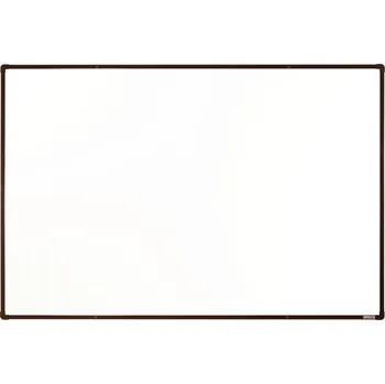 boardOK Bílá magnetická popisovací tabule s keramickým povrchem boardOK, 1800 x 1200 mm, hnědý rám