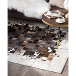 koberec Hnědý a béžový kožený 140 x 200 cm, ručně tkaný patchwork pro obývací pokoj, ložnici, moderní industriální styl Beliani