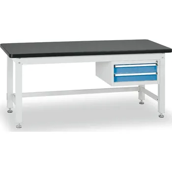Dílenský stůl Profesionální dílenský stůl BL, 2 zásuvky, deska MDF + PVC, 1500x750 mm