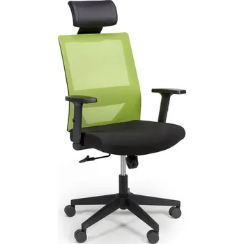Kancelářská židle se síťovaným opěrákem WOLF, nastavitelné područky, plastový kříž, zelená