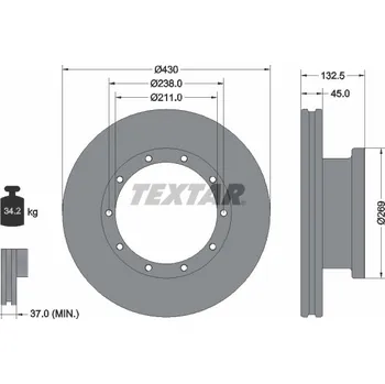Brzdový kotouč Brzdový kotouč TEXTAR 93087900
