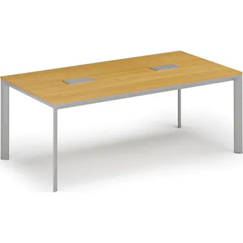 Psací stůl Jednací stůl PRIMO INVITATION, 200x100 cm, buk + 2x stolní zásuvka TYP II, stříbrná