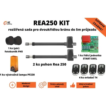 Pohon brány REA250 KIT - rozšířená sada pohonu pro dvoukřídlou bránu do 5m průjezdu