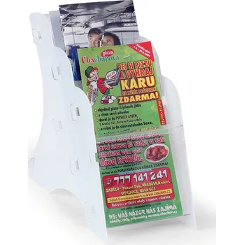 Corping Stolní plastový stojan na prospekty, 3 x DL, bílý