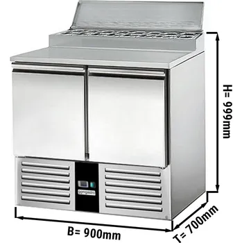 Lednice G.Gastro Saladette / Přípravný stůl PREMIUM - 0,9 x 0,7 m - se 2 dveřmi