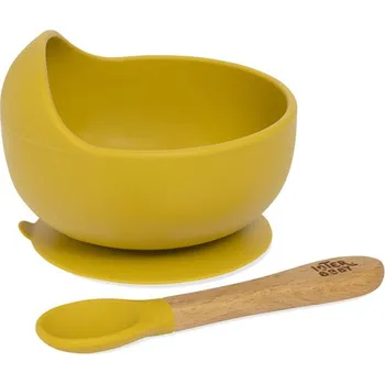 dětská jídelní sada Interbaby Miska silikonová + Lžička silikonová +4 m okrová