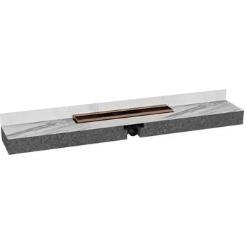 HL sprchový žlab Primus blue (suchý sifon), EPS zkracovatelné těleso 1200-600 mm, bez krytu, rám nerez, růžové zlato mat (HL531Prblue.2)