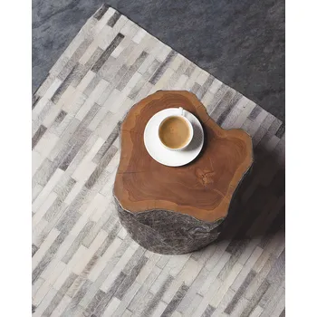 Koberec Koberec šedý koženný 140 x 200 cm patchwork hovězí kůže moderní ručně vyrobený obdélníkový Beliani