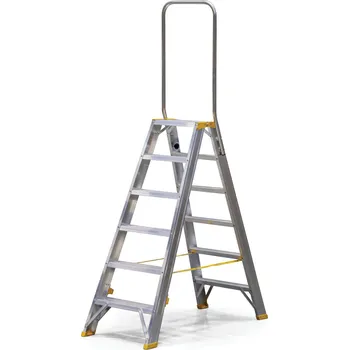 Schůdek Oboustranné hliníkové schůdky ALVE FORTE s madlem, 2x6 stupňů, výška 1,28 m