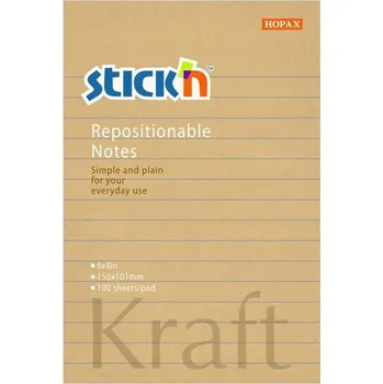 Samolepící bloček Bloček Hopax Kraft Notes, 150 x 101 mm, linkovaný