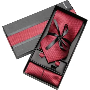 Kravata Miranda Dárková sada kravata, kapesníček a manžetové knoflíčky Red