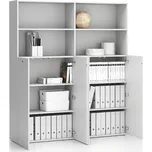 PLAN Dvojitá kancelářská policová skříň 2-dveřová SEGMENT, uzamykatelná, 8 polic, bílá