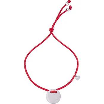 Náramek Náramek Circle na červené šňůrce ocelový
