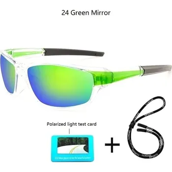 Sportovní polarizační sluneční brýle s řetízkem UV400 - 24 Zelené zrcadlo