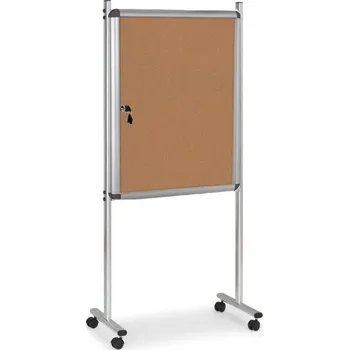 Corping Vnitřní vitrína na stojanu, 720 x 980 mm, korková, jednostranná, s kolečky