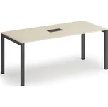 Jednací stůl PRIMO SQUARE, 180x80 cm, bříza + stolní zásuvka TYP III, černá