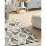 Koberec šedý kožený 160 x 230 cm patchwork hovězí kůže geometrický vzor obdélníkový moderní obývací pokoj ložnice Beliani