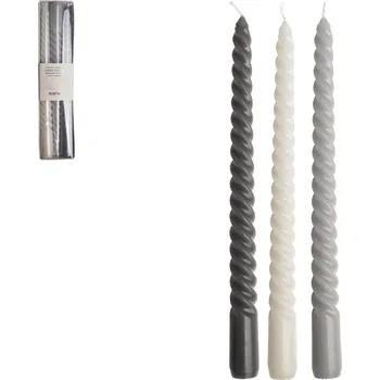 Svíčka GUSTA Set 3 svíček závit 25 cm šedé