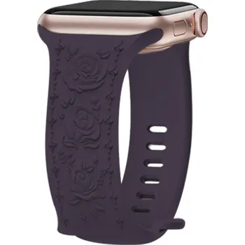 Řemínek gravírované růže pro Apple Watch 38/40/41/42(S10)mm Barva: Fialová