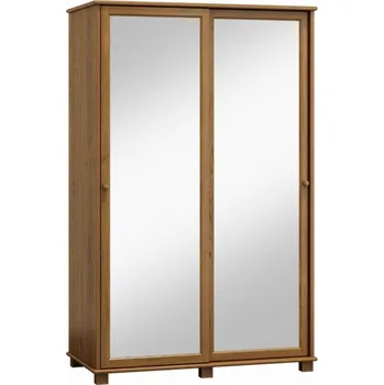 Šatní skříň Kombinovaná skříň 2D BHAGIRA 7, šíře 120 cm, masiv borovice, moření: dub + vyzvednutí ZDARMA