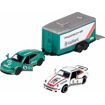 autíčko Porsche Taycan Turbo S #5 + přivěs Vaillant + Porsche 934 1:64 - Majorette Sada : Porsche Taycan Turbo S + 934 + přivěs Vaillant - sada autiček