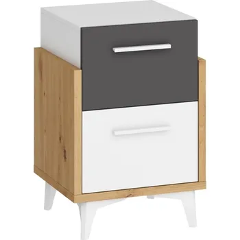 Noční stolek Noční stolek LEPON 45, dub artisan/bílá/grafit, 5 let záruka + vyzvednutí ZDARMA