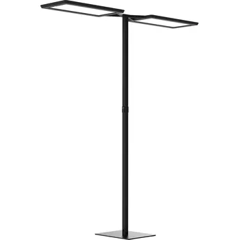 Lampička Waldmann Stojací lampa LED Yara.double VTL, PIR, černá - noha - výška 1 cm, délka 35 cm, šířka 45 cm; výška hlavy 2,4 cm, délka 170,8 cm, šířka 35,8 cm; délka kabelu 300 cm černý, satinovaný LED celkem 210 W - Doprava zdarma