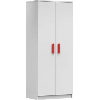 Šatní skříň IDZ Šatní skříň SMYK I 2D 06, 80 cm Bílá / Barevné úchytky Barva: Červená