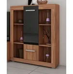 Nízký regál MOLTENO, švestka wallis/černý lesk, 5 let záruka + vyzvednutí ZDARMA