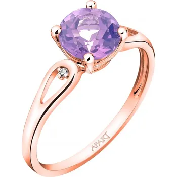 Prsten Prsten z růžového zlata s diamanty a ametystem - ryzost 585 - 109.988