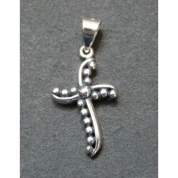 Přívěsek Křížek kuličkový - stříbrný přívěsek
