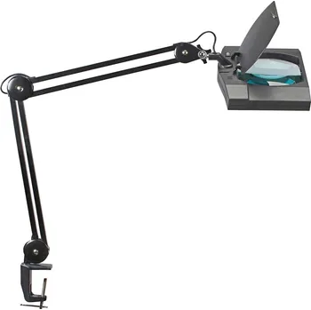 Lampička LED lupa MAULvitrum, černá, svorka, kovová - Délka kabelu 160 cm; délka spodní tyče 41 cm; délka ramene lampy 41 cm; hlava lampy - délka 21,5 cm, šířka 30 cm; šířka upnutí 1 - 6,3 cm LED 7 W celkem - Doprava zdarma