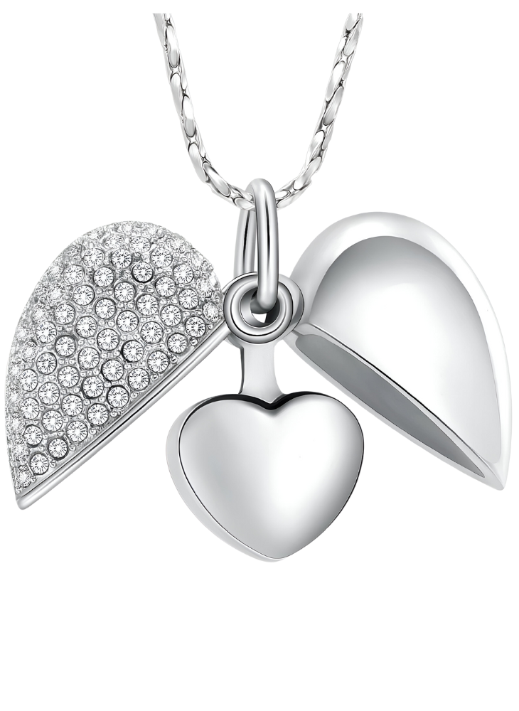 Přívěsek na popel Crystal Heart - Silver