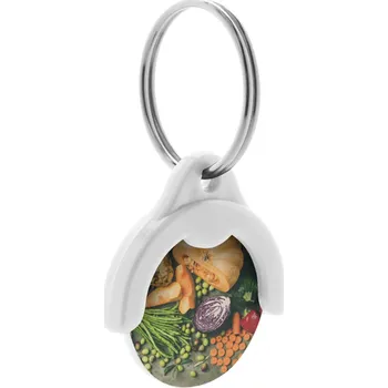 Reklamní Token přívěšek na klíče se žetonem, bílá