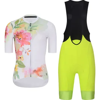 cyklistický dres RIVANELLE Cyklistický krátký dres a krátké kalhoty - FLOWERY LADY - žlutá/vícebarevná