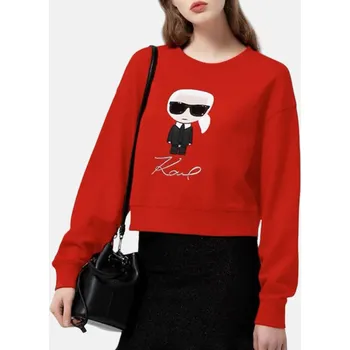 Dámská mikina Dámská červená mikina Karl Lagerfeld Ikonik - Velikost XS, Barva Červená 55730 201L1775